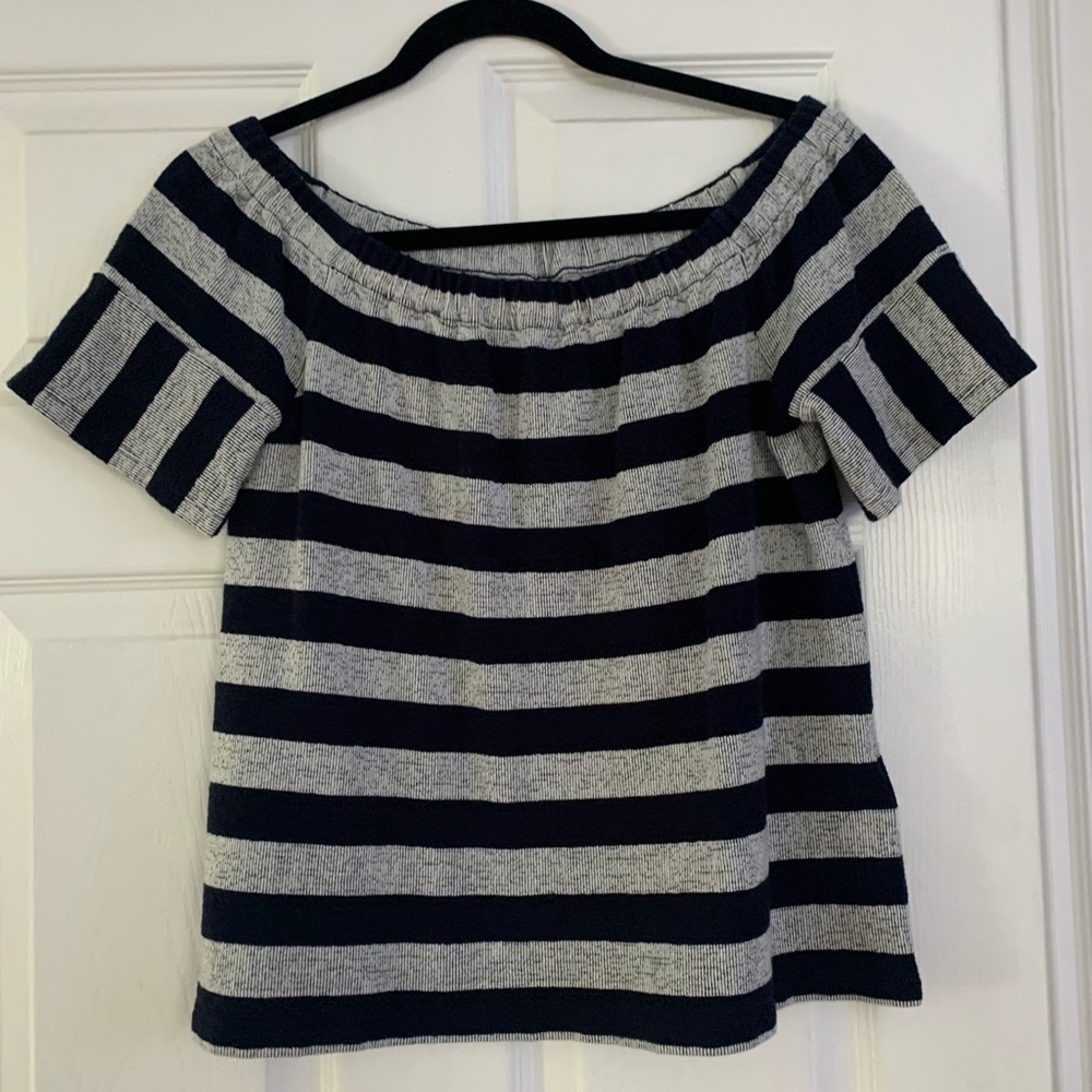 Madewell Off the shoulder striped top
